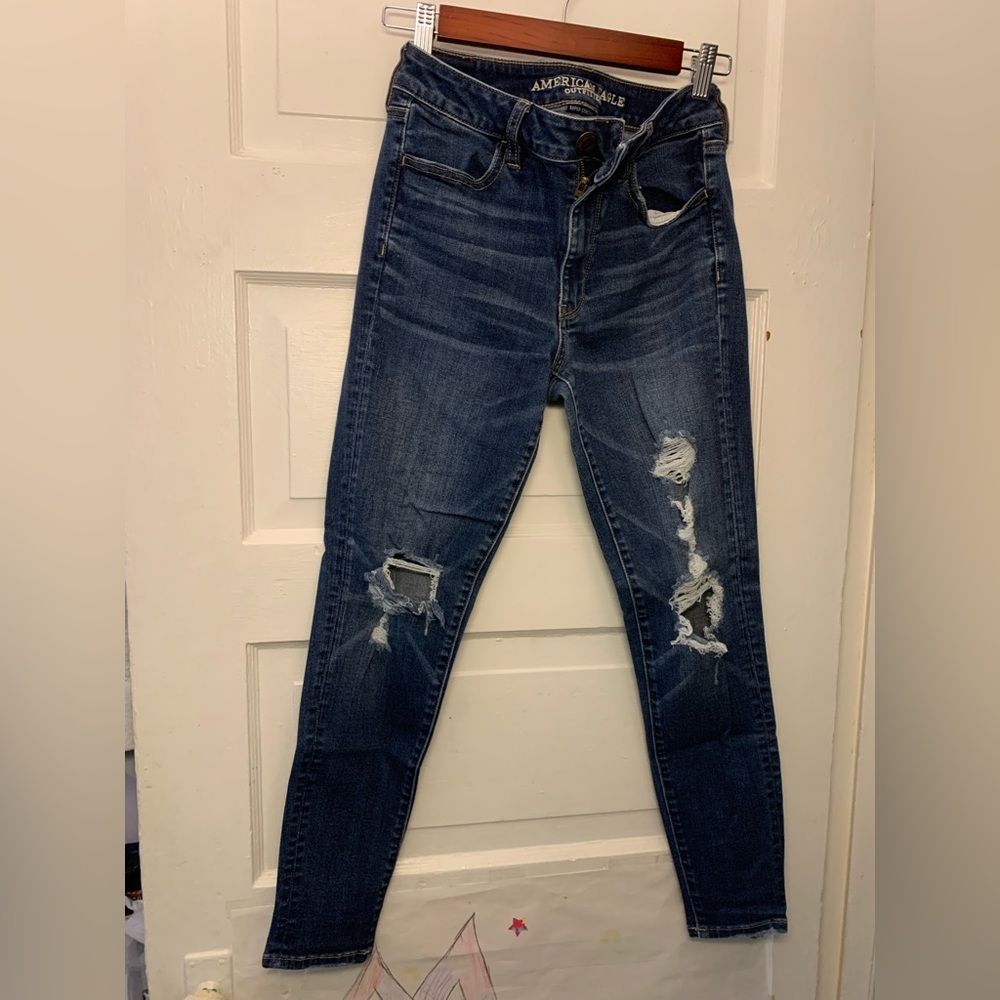 American Eagle High Waisted Navy Jeans